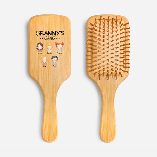 1017AUK1 personalised bamboo hairbrush with kids names for mumdad 1017aoqt8b