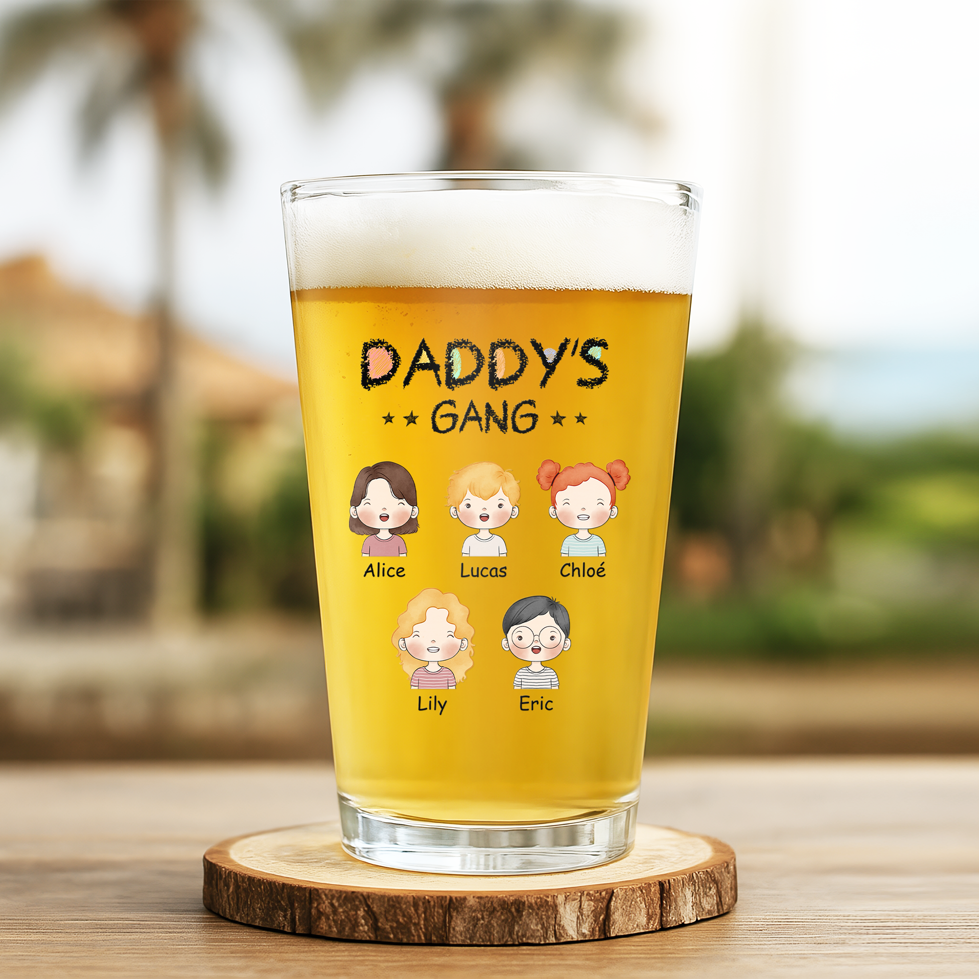 1017IUS2 customized beer glass_ dad gift with kids names 1017IT8B