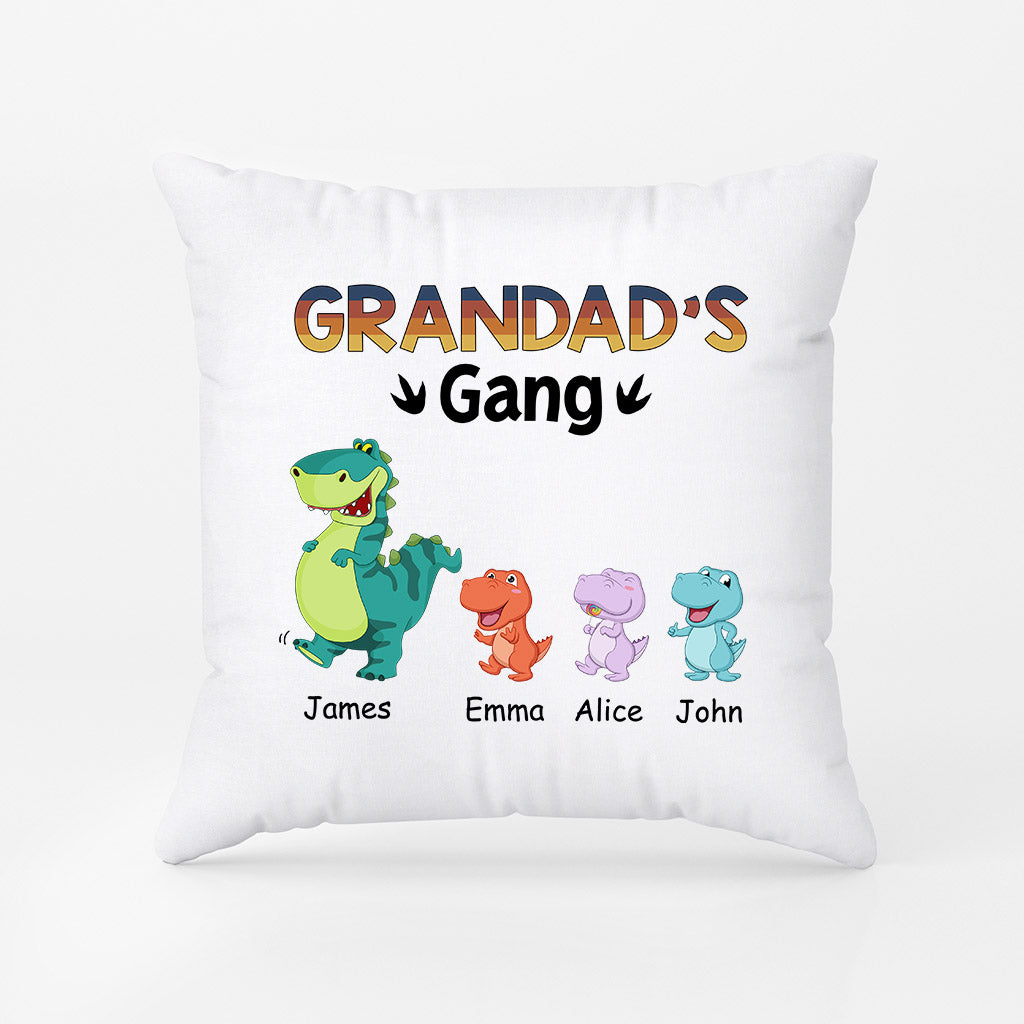 Dinosaur Grandad/Daddy's Gang - Personalised Gifts | Pillow for Grandad/Dad