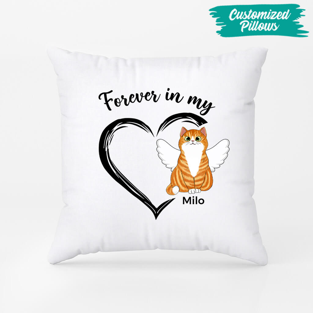 1034PUK2 Personalised Pillows Gifts Heart Cat Lovers