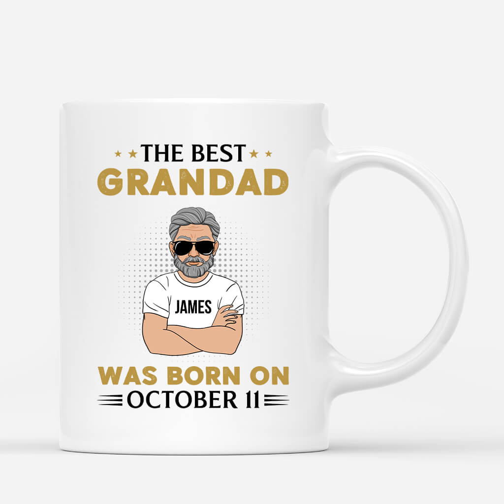 Personalised Best Grandad Was Born On Mug