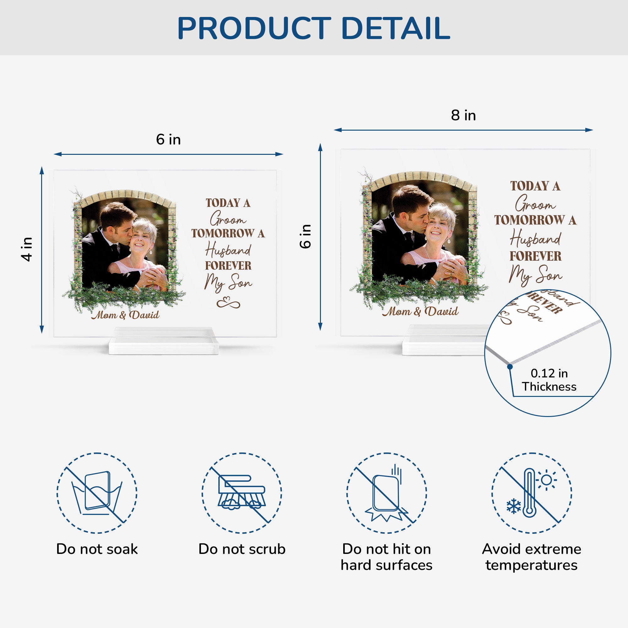 1090RUS4 personalized acrylic plaque wedding gift for son from mother_ 1090R8L0G