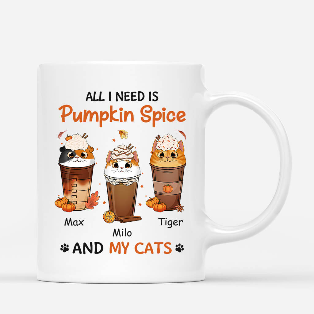 1208MUK1 Personalised Mugs Gifts Pumpkin Cat Lovers