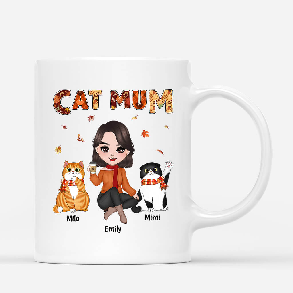 Personalised The Best Cat Mum Fall Season Mug