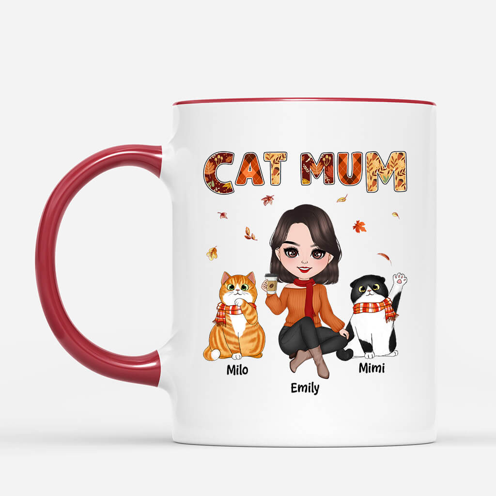 Personalised The Best Cat Mum Fall Season Mug