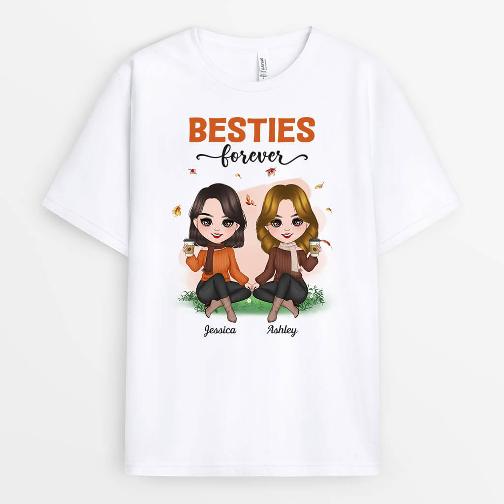 1214AUK1 Personalised T Shirt Gifts Besties Fall Friends