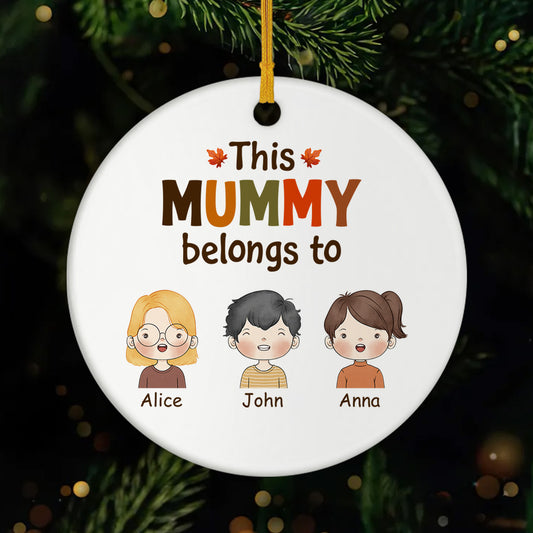 1215OUK1 personalized christmas gift this mom dad belongs to ceramic ornament 1215O3L8A