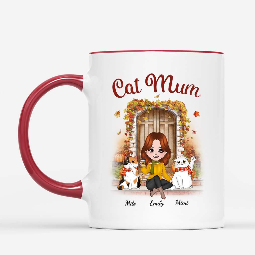 Personalised Autumn Cat Mum Mug