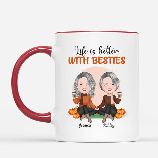 1218MUK2 Personalised Mugs Gifts Life Better Besties