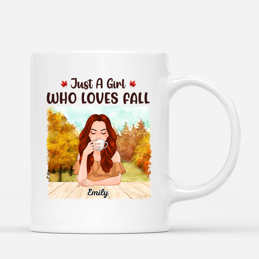 Personalised Just A Girl Who Loves Fall Mug