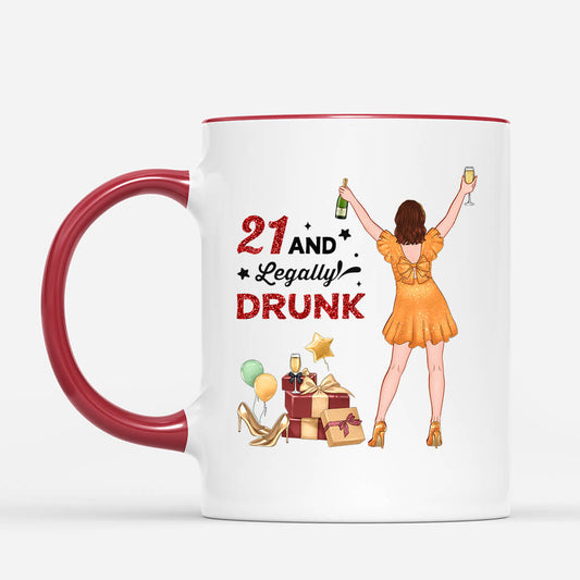 1234MGE2 personalisierte geburtstag 21 und legal betrunken tasse