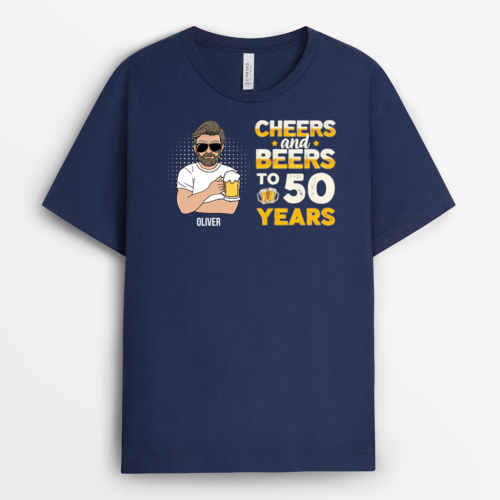 1243AUK1 personalised cheers and beers to 50 years_ t shirt for men 1243AKI8B