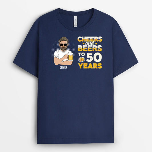 1243AUK1 personalised cheers and beers to 50 years_ t shirt for men 1243AKI8B