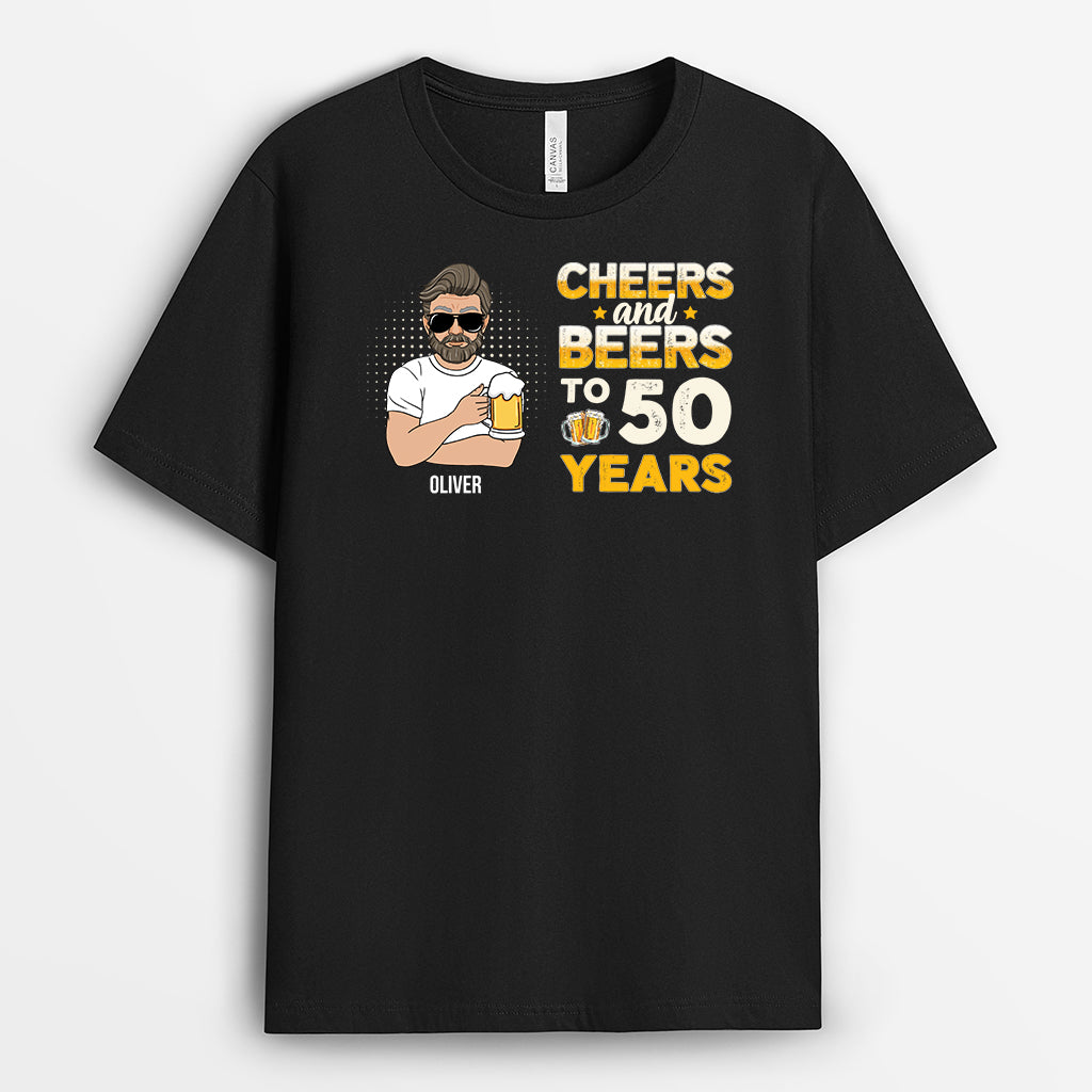 1243AUK2 personalised cheers and beers to 50 years_ t shirt for men 1243AKI8B