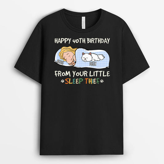 1246AUK1 personalised 40th birthday from your little sleep theif t shirt