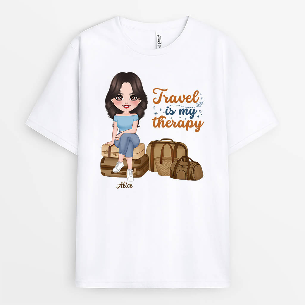 Personalised Traveling Is My Therapy T-Shirt