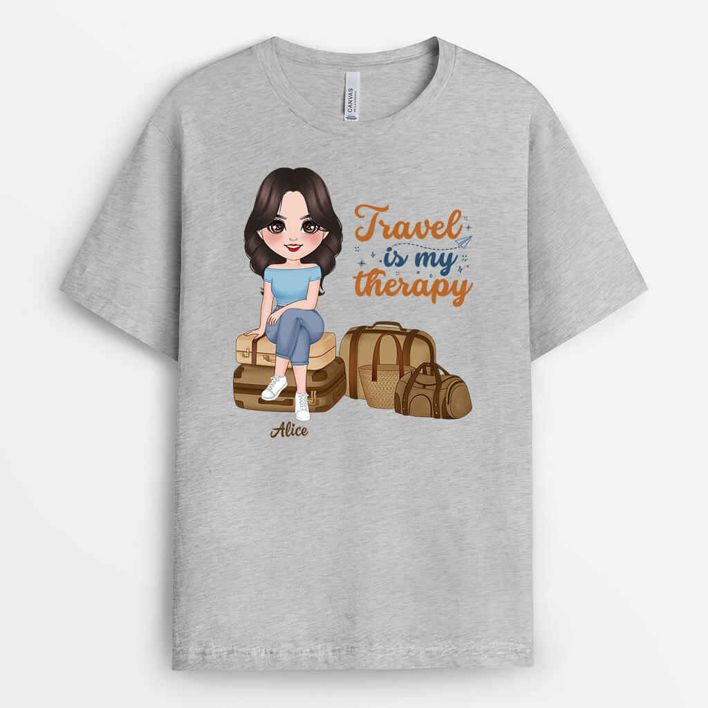 Personalised Traveling Is My Therapy T-Shirt