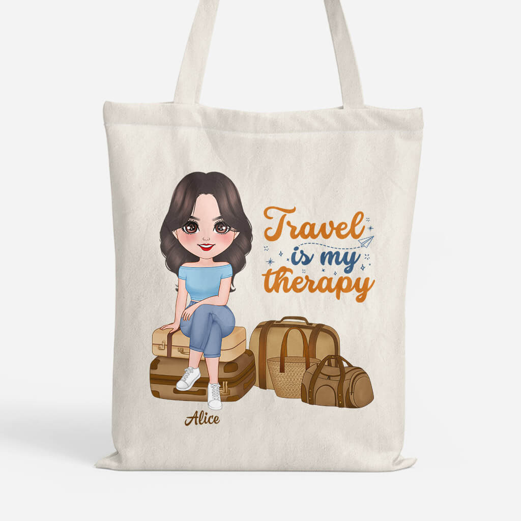 Personalised Traveling Is My Therapy Tote Bag