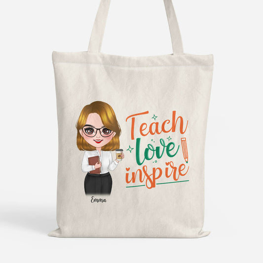 1291BUK1 personalised teach love inspire tote bag