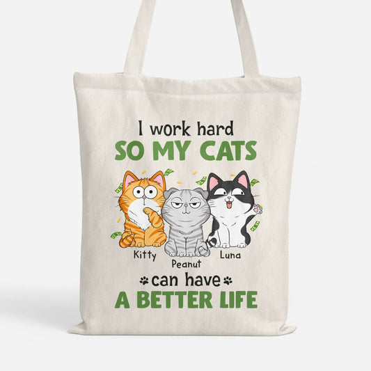 1292BUK1 personalised i work hard tote bag