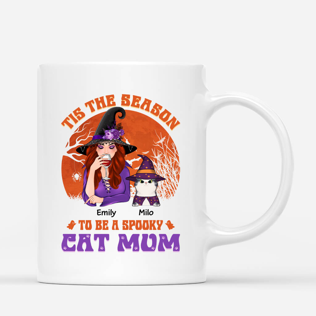 Personalised Tis The Season Spooky Cat Mom Mug