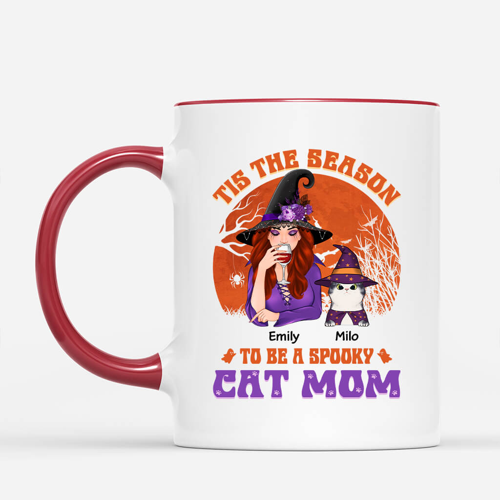 Personalised Tis The Season Spooky Cat Mom Mug