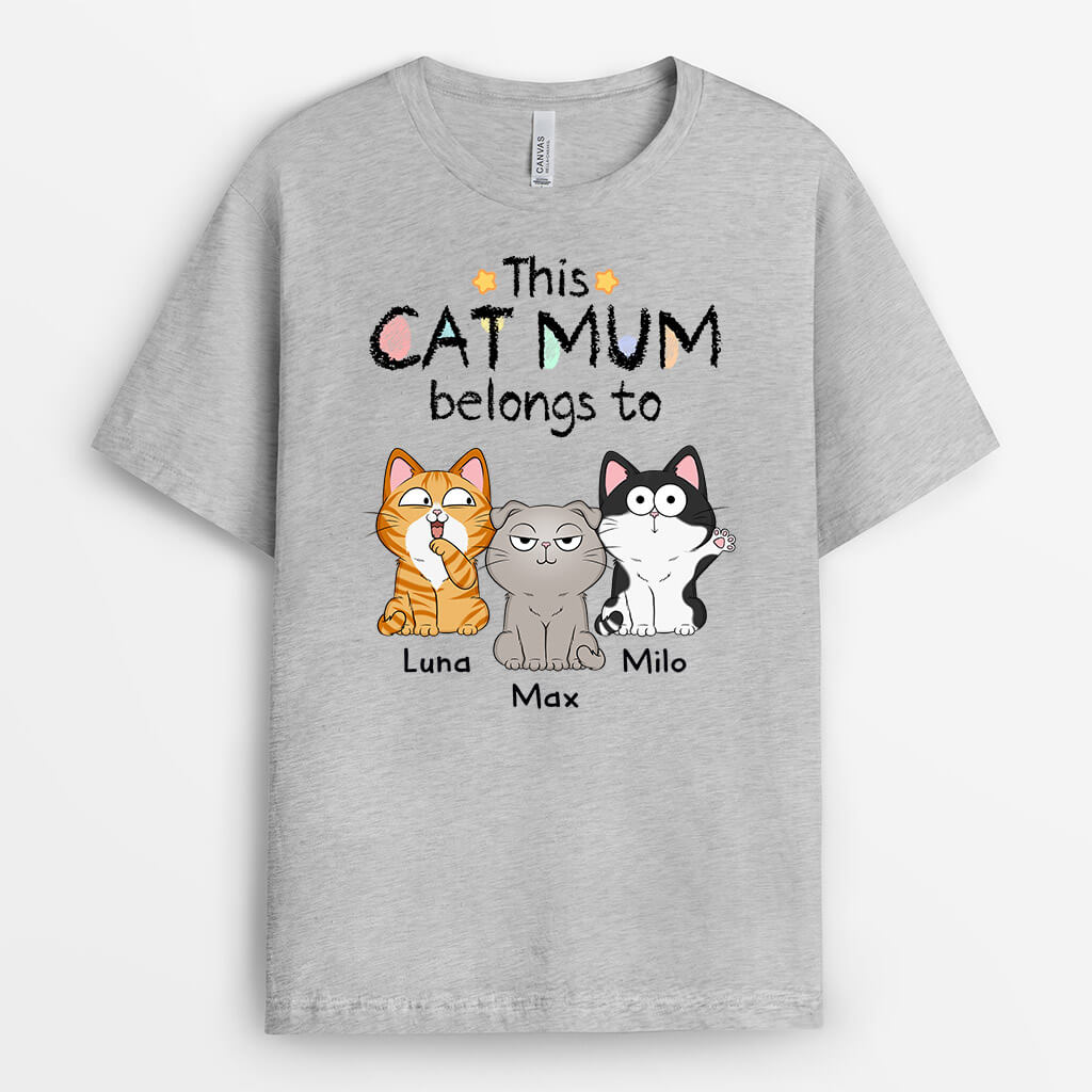Personalised This Cat Dad/Mum Belongs To T-Shirt