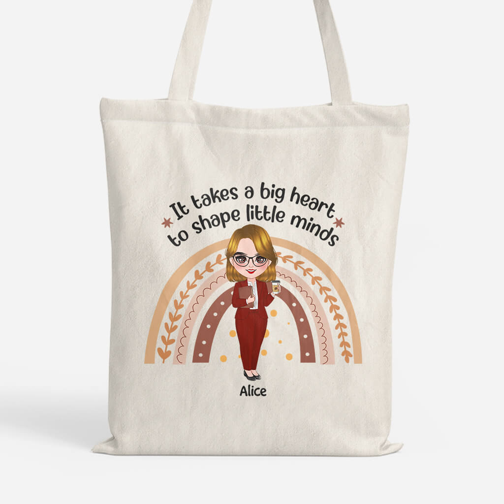 Personalised Big Heart Shape Little Minds Tote Bag