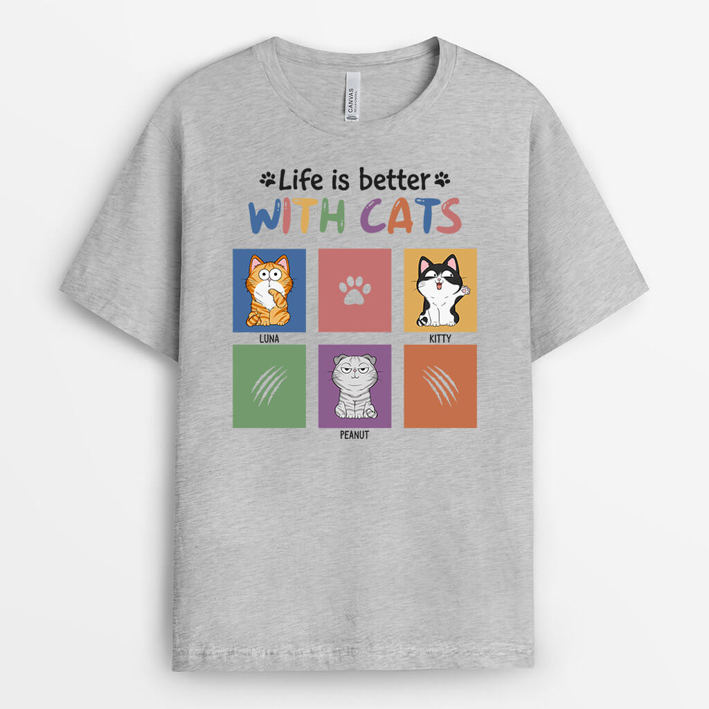 Personalised Better Life With Cats T-Shirt