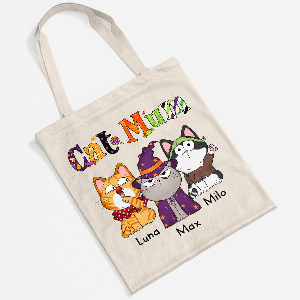 Personalised Halloween Cat Mom Tote Bag