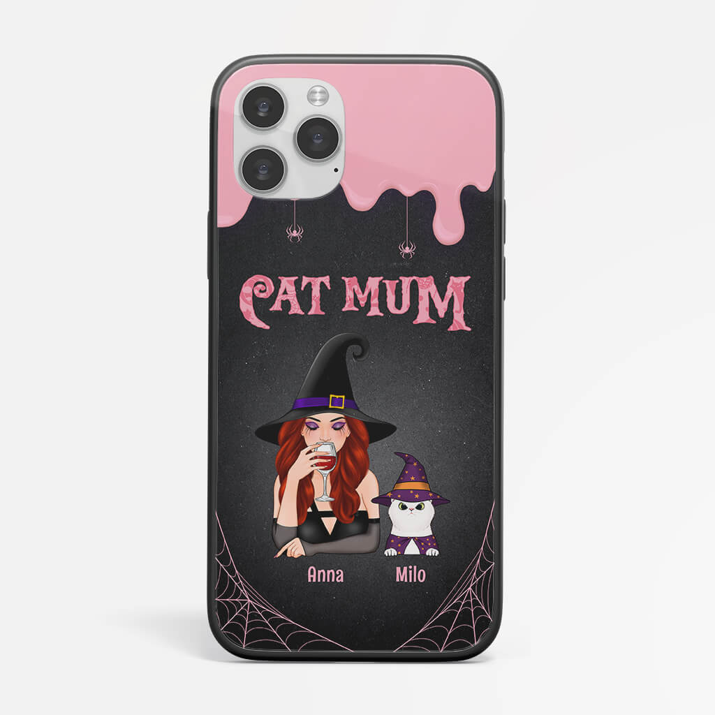 Personalised Witch Halloween Cat Mom Phone Case