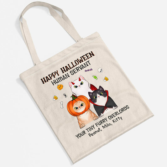 1316BUK2 personalised happy halloween human servant tote bag