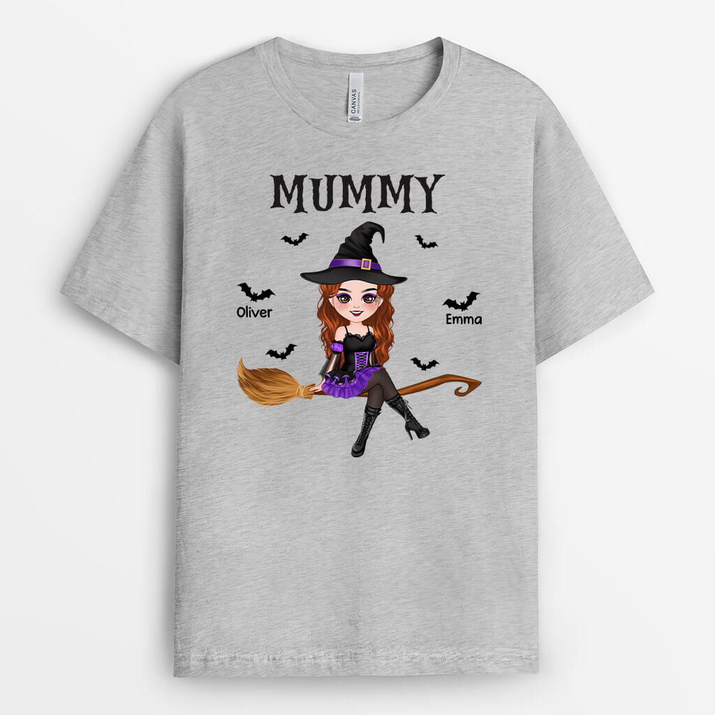 Personalised Grandma Halloween Sitting on Broom T-shirt