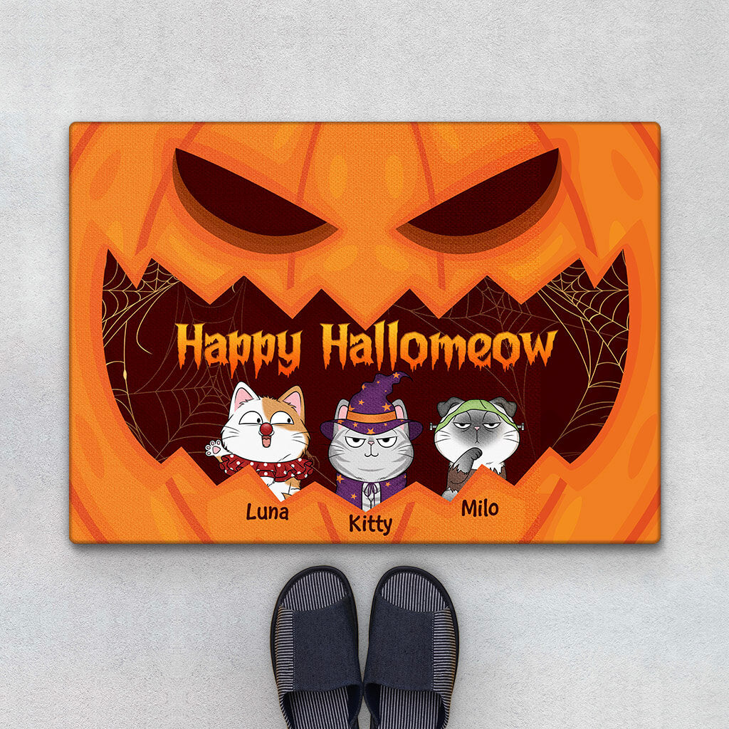 Personalised Happy Halloween Cat Door Mat