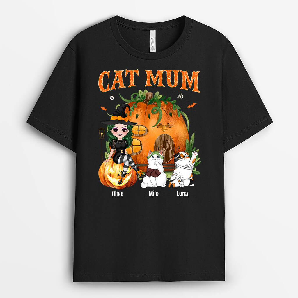 1328AUK1 personalised dog mum halloween t shirt