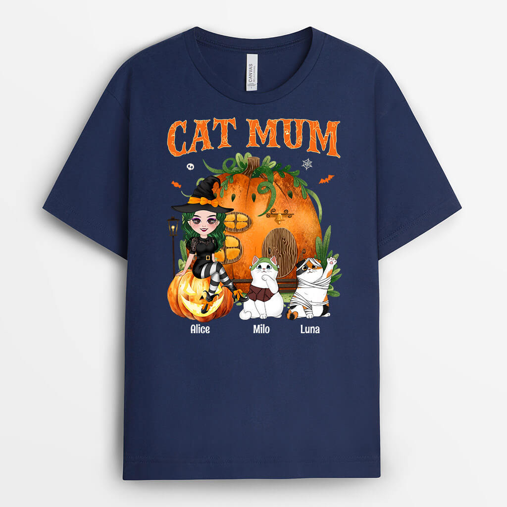 1328AUK2 personalised dog mum halloween t shirt