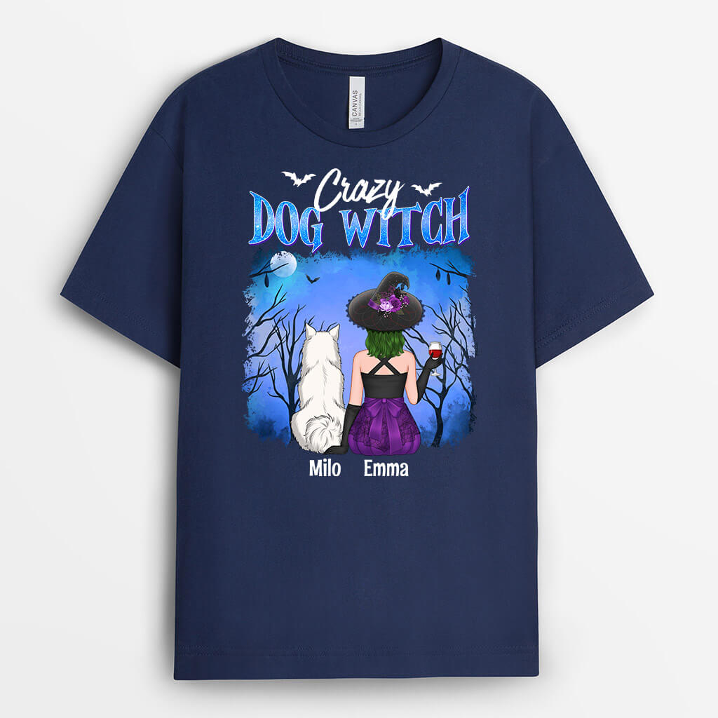 Personalised Crazy Dog And Witch T-Shirt