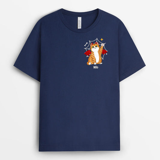1347AUK1 personalised spider cat halloween t shirt