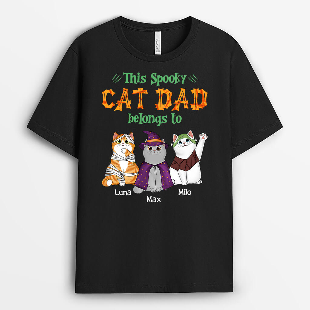 Personalised Spooky Cat Dad/Cat Mom Belongs To T-Shirt
