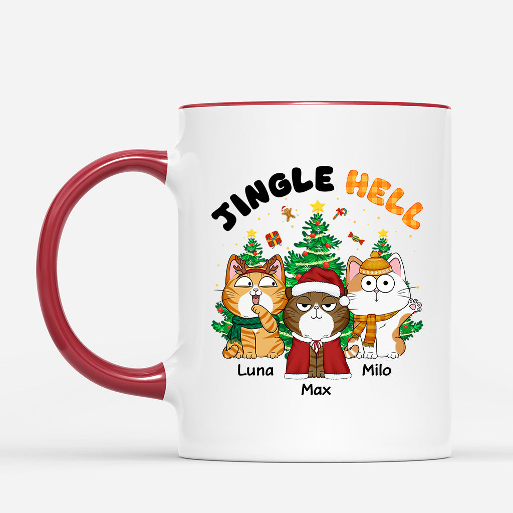 1364MUK2 personalised jingle hell cat christmas mug