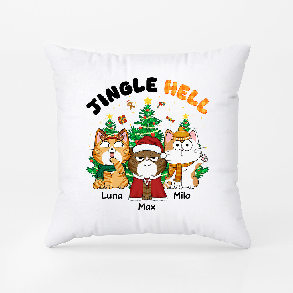 Personalised Jingle Hell Cat Pillow