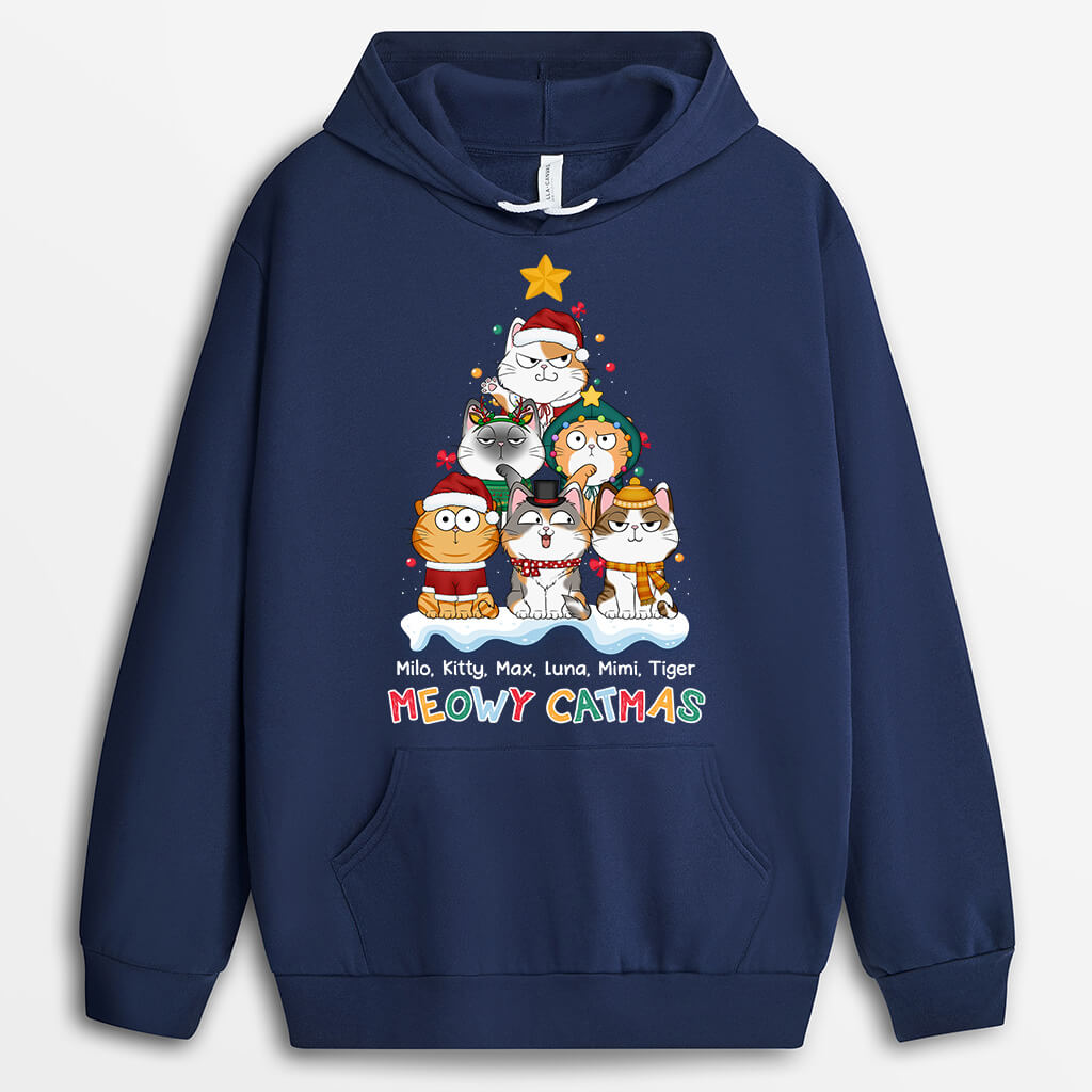 1369HUK1 personalised meowy catmas hoodie