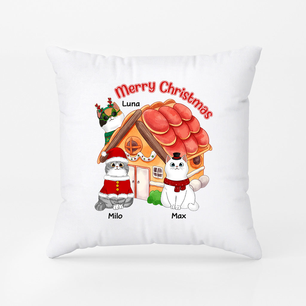 Personalised Merry Cat Christmas Pillow