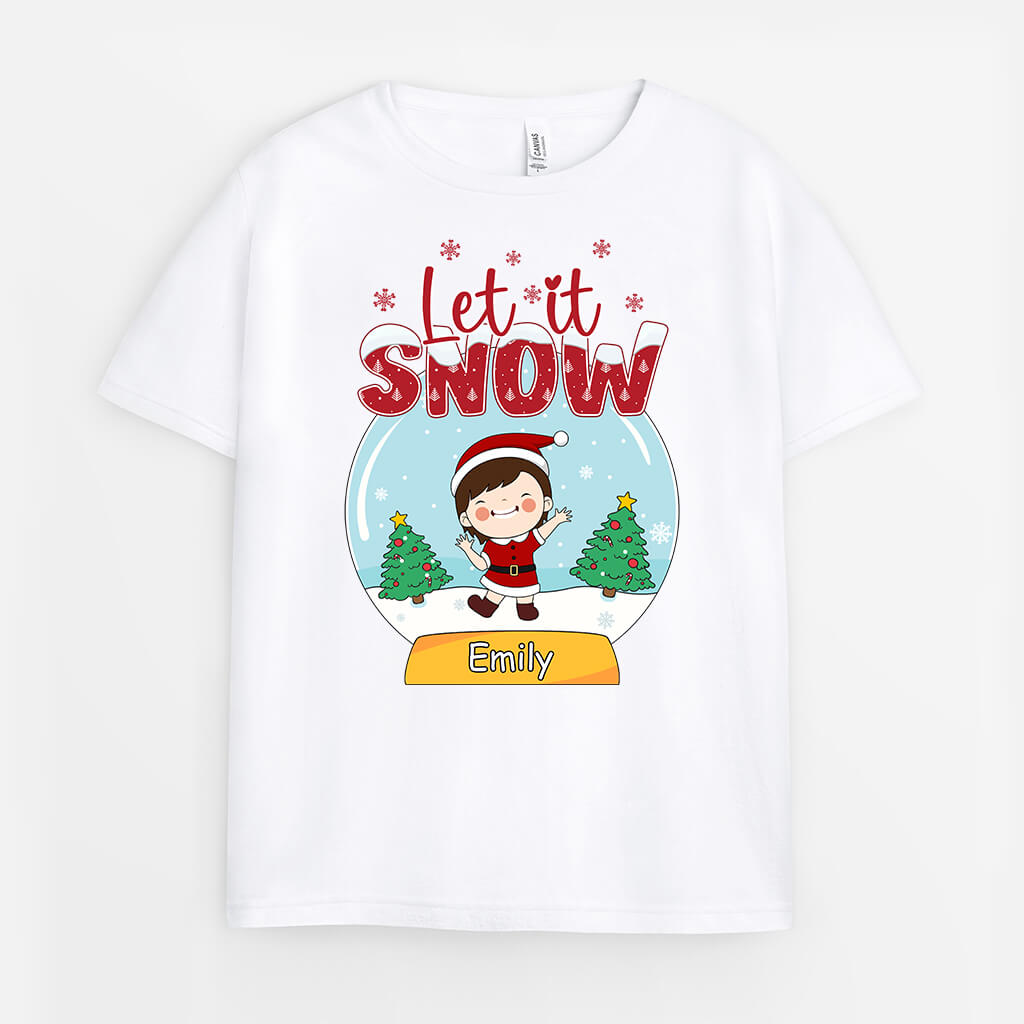 1379AUK1 personalised let it snow t shirt