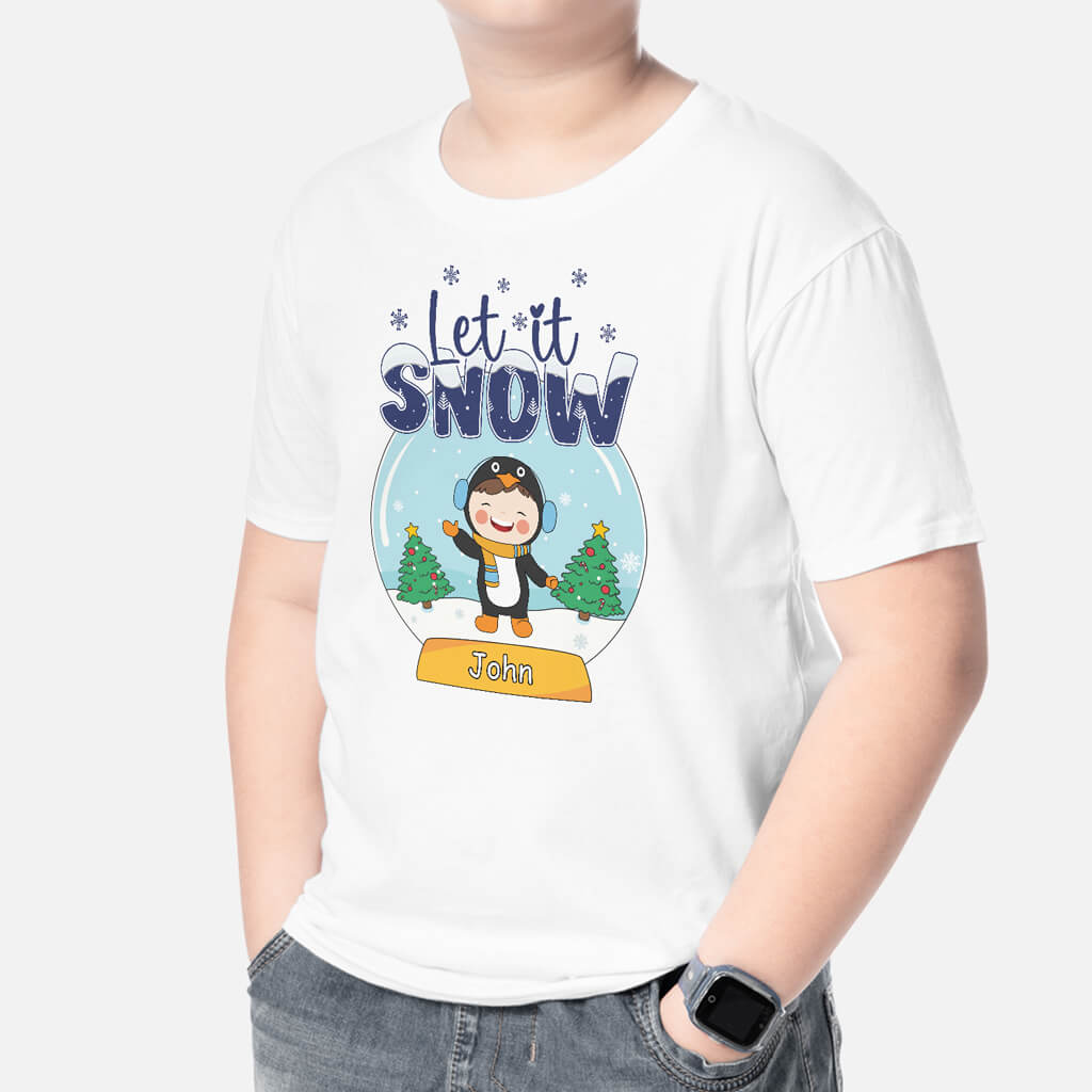 1379AUK2 personalised let it snow t shirt