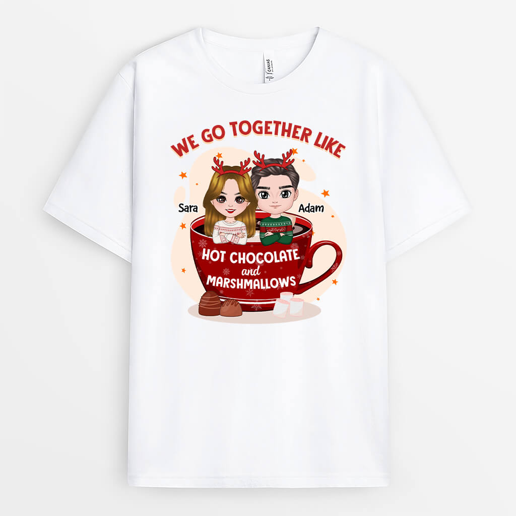 Personalised We Go Together Like Hot Chocolate And Marshmallows T-Shirt