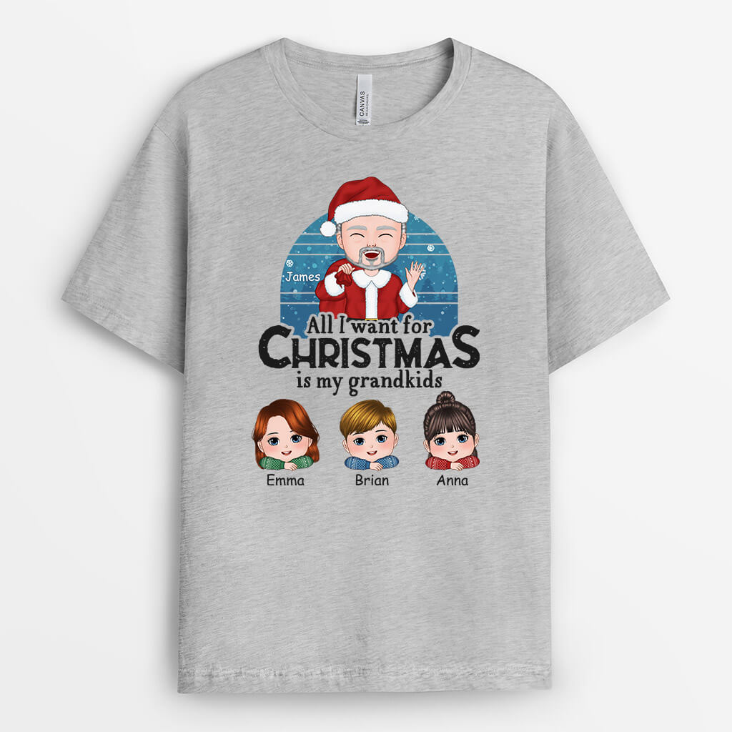 Personalised All I Want For Christmas Is My Grandkids T-Shirt