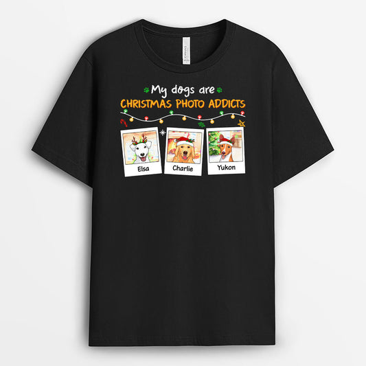 1391AUK1 personalised my dogs are christmas photo t shirt