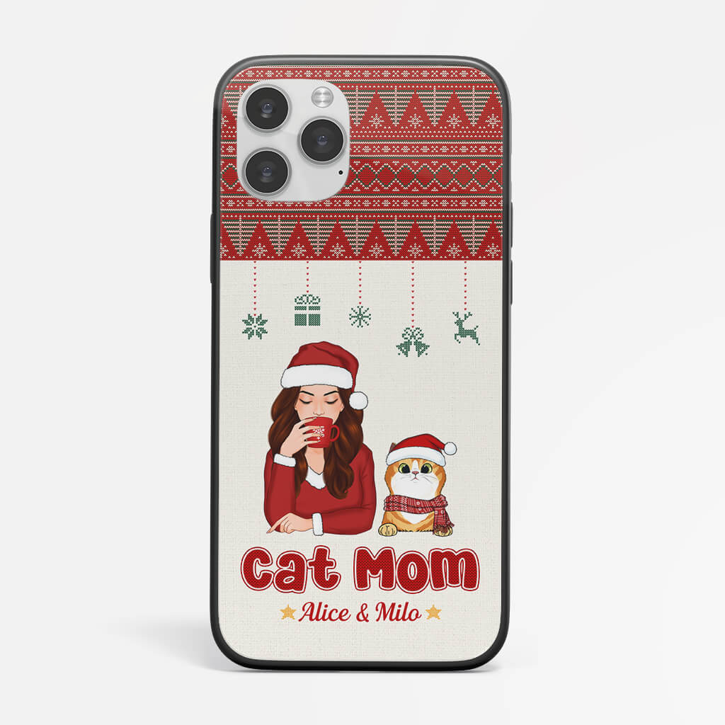 Personalised Christmas With Cat Mum iPhone 11 Phone Case