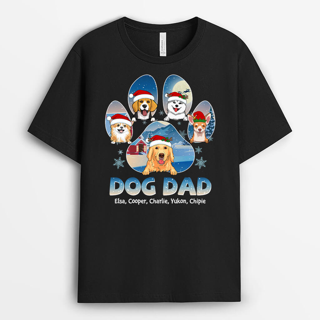 Personalised Christmas For Dog Dad T-Shirt